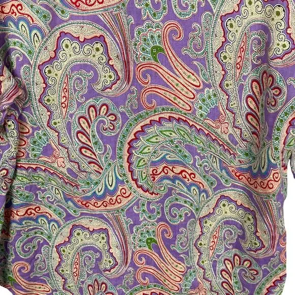 LAUREN RALPH LAUREN Shirt Top Linen Paisley Print Art ColorButton Up Down XL - Picture 8 of 12